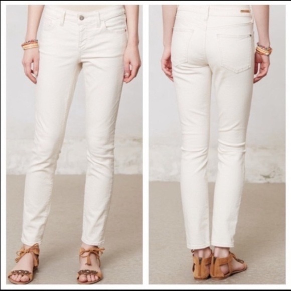 Pilcro and the Letterpress Sz 28 Anthropologie Stet Cream Slim Ankle Pants - Picture 1 of 4